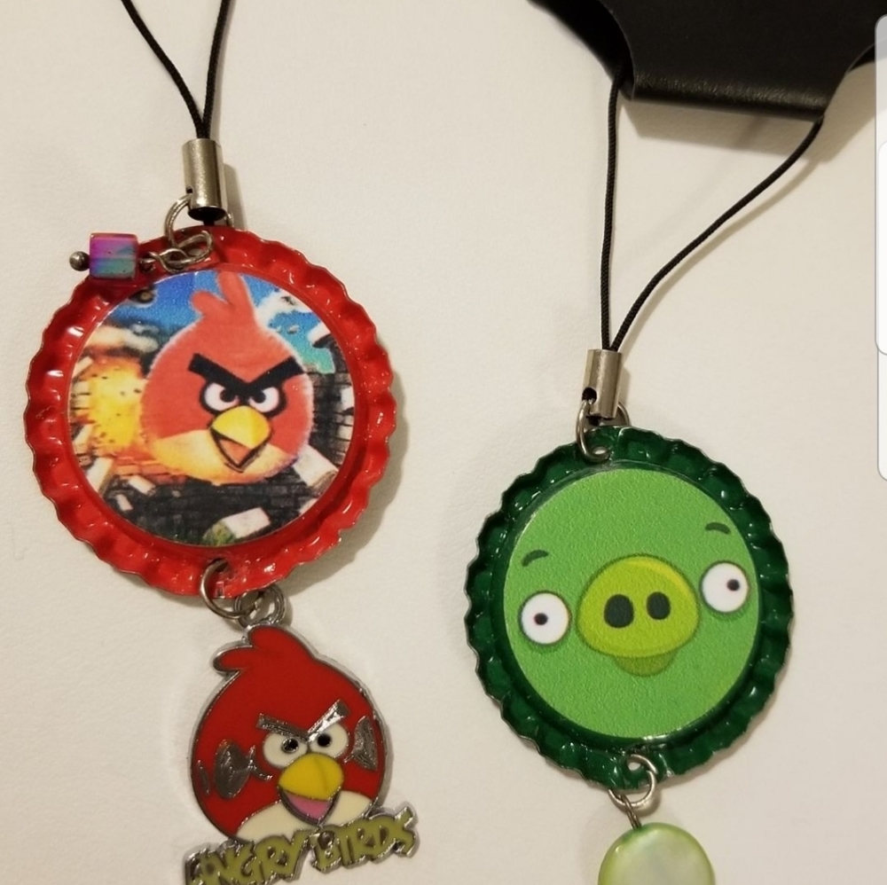 Beaded Angry bird bag charm- set of 2